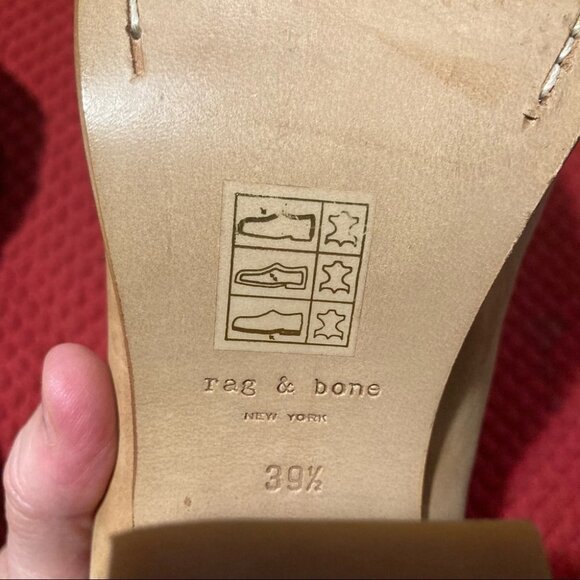 RAG & BONE Sz 39.5 Harrow Tan Suede & Leather Accent 3.5” Heel Ankle Booties - Picture 12 of 12